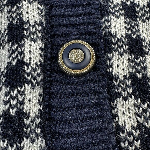 Alfred Dunner Petites Navy Blue Check Sweater Size S Country Club Nautical Core - Picture 6 of 9